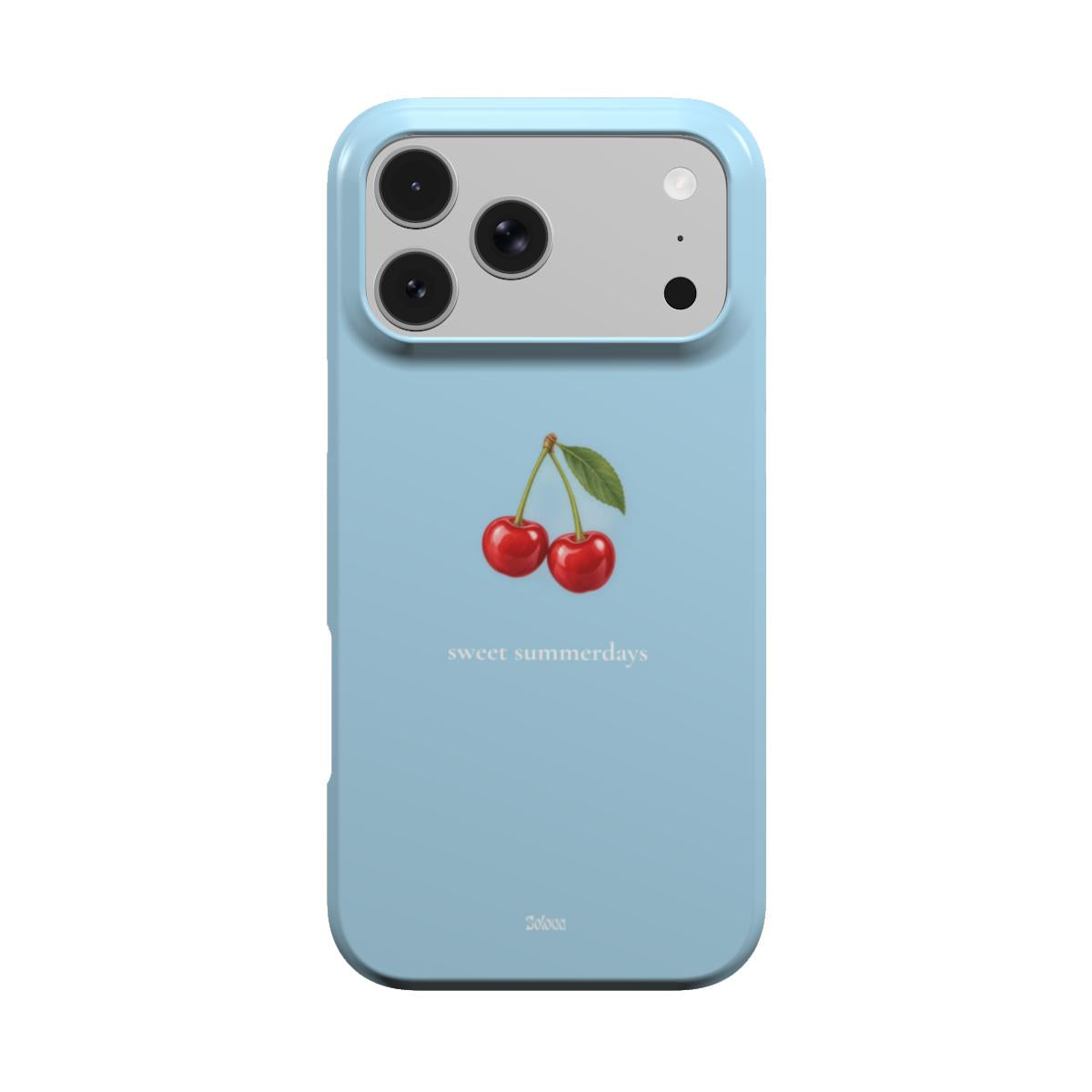 Blue case with cherries